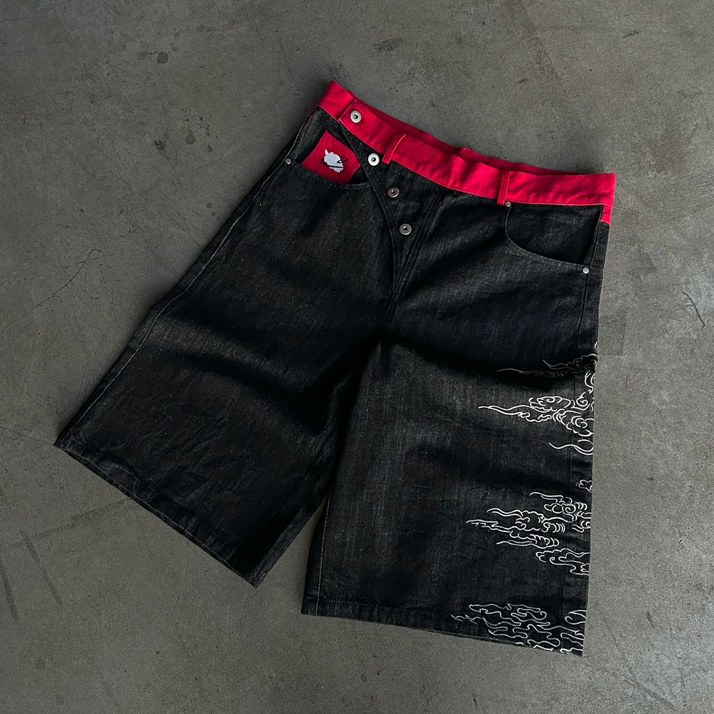 "Crimson Wind" Raw Denim Jorts